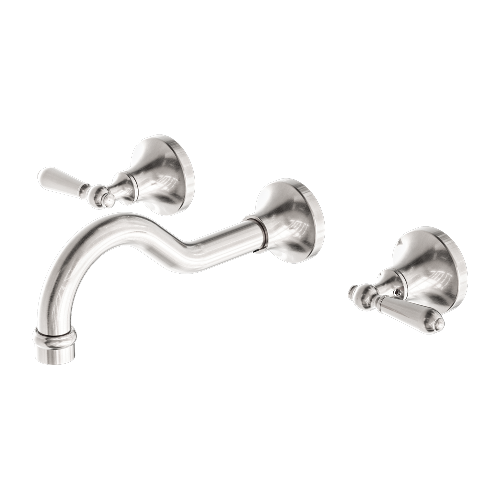 YORK WALL BASIN SET WITH METAL LEVER BRUSHED NICKEL