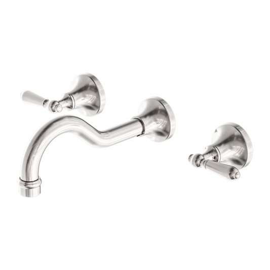 YORK WALL BASIN SET WITH METAL LEVER BRUSHED NICKEL