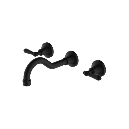 YORK WALL BASIN SET WITH METAL LEVER MATTE BLACK