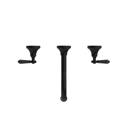 YORK WALL BASIN SET WITH METAL LEVER MATTE BLACK