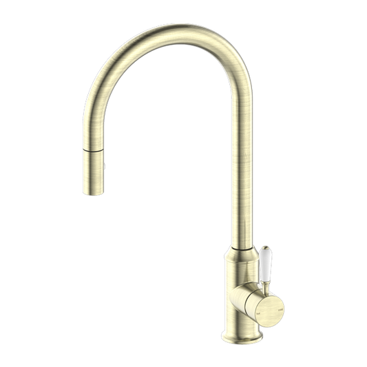 YORK PULL OUT SINK MIXER WITH VEGIE SPRAY FUNCTION WITH AGED BRASS