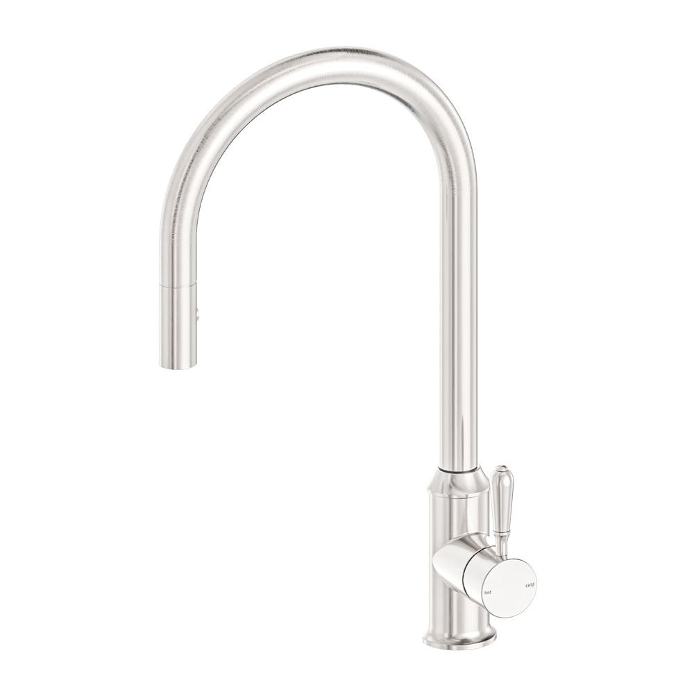 YORK PULL OUT SINK MIXER WITH VEGIE SPRAY FUNCTION WITH METAL LEVER BRUSHED NICKEL