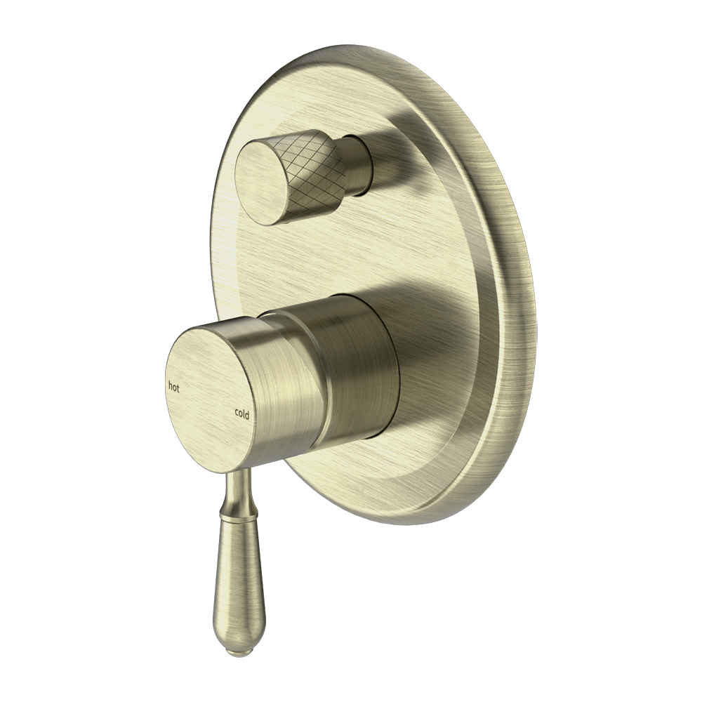 YORK SHOWER MIXER WITH DIVERTOR WITH METAL LEVER AGED BRASS