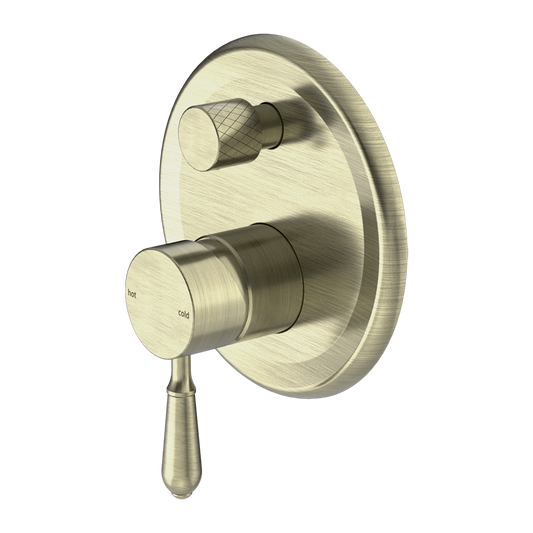 YORK SHOWER MIXER WITH DIVERTOR WITH METAL LEVER AGED BRASS