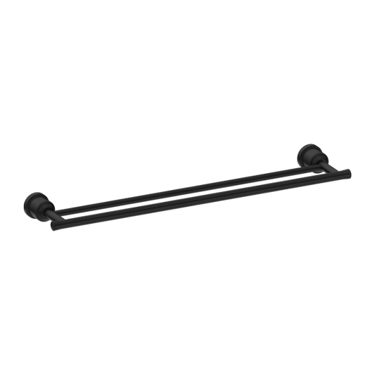 YORK DOUBLE TOWEL RAIL 600MM MATTE BLACK