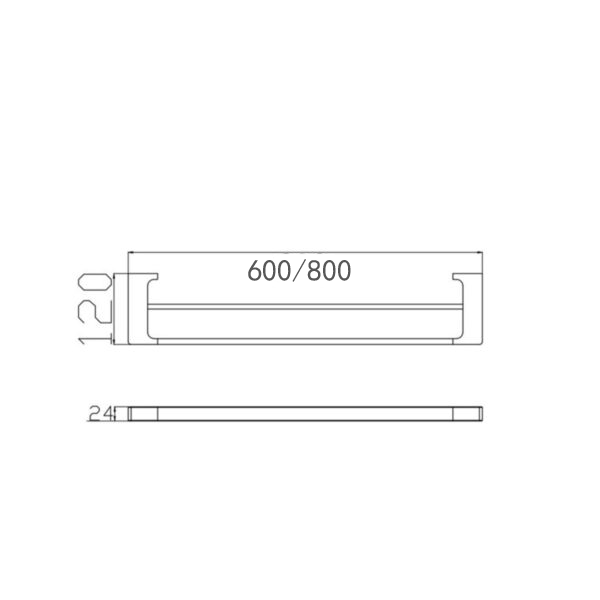 PEARL DOUBLE TOWEL RAIL 600/800MM GUN METAL GREY
