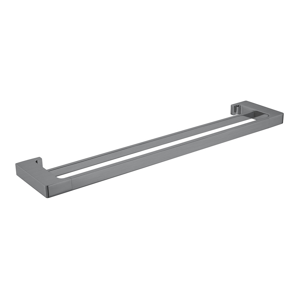 PEARL DOUBLE TOWEL RAIL 600/800MM GUN METAL GREY