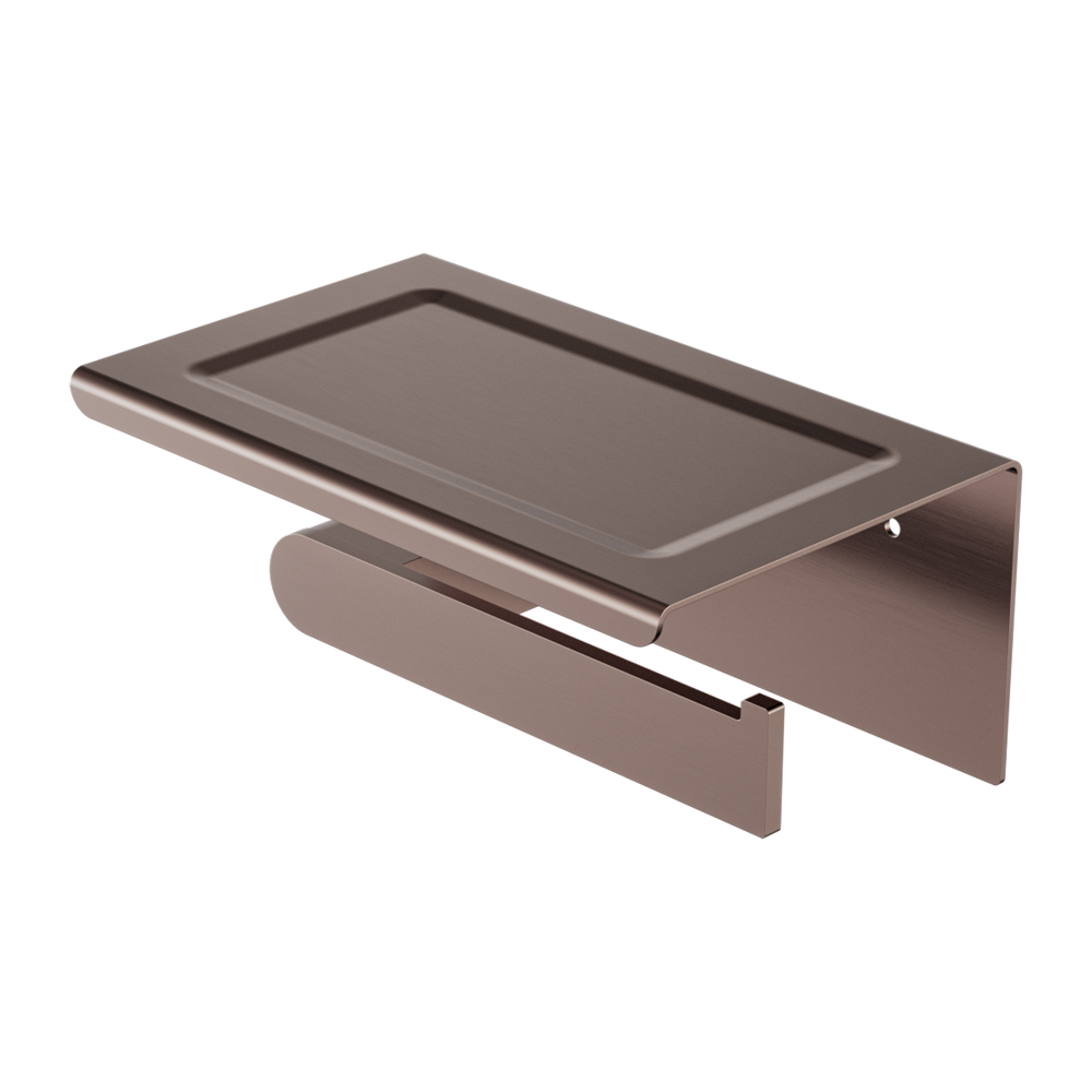 BIANCA TOILET ROLL HOLDER WITH PHONE HOLDER BRUSHED BRONZE