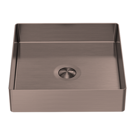 OPAL SQUARE 400MM STAINLESS STEEL BASIN BRUSHED BRONZE
