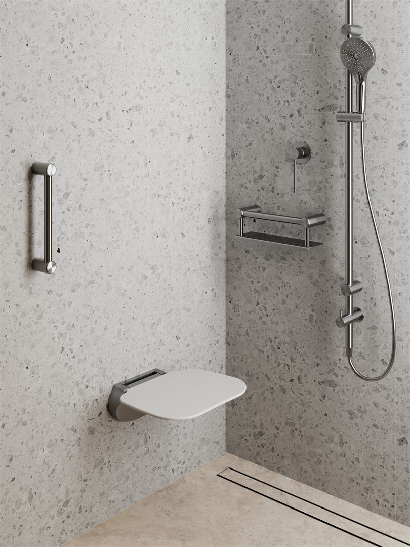 MECCA CARE SHOWER SEAT 400X330MM GUN METAL