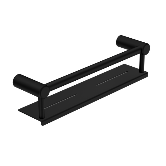 MECCA CARE 25MM GRAB RAIL WITH SHELF 300/450MM MATTE BLACK
