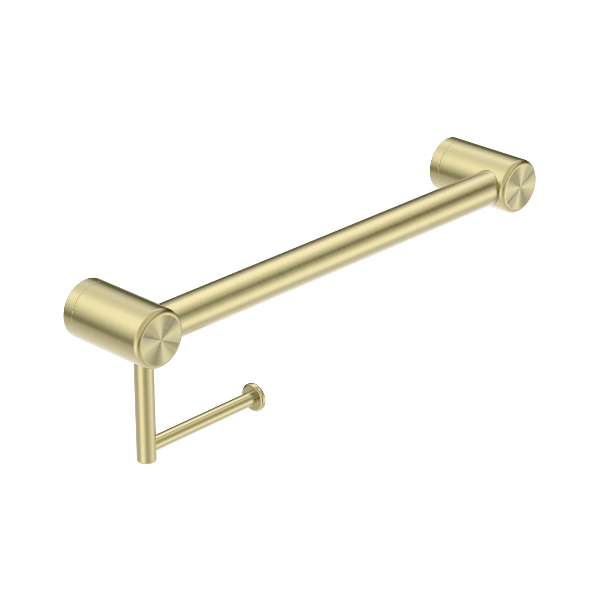 MECCA CARE 32MM GRAB RAIL WITH TOILET ROLL HOLDER 450MM BRUSHED GOLD