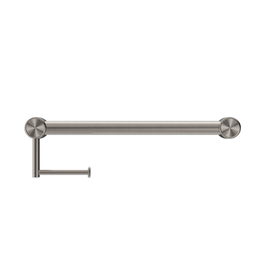 MECCA CARE 32MM GRAB RAIL WITH TOILET ROLL HOLDER 450MM BRUSHED NICKEL