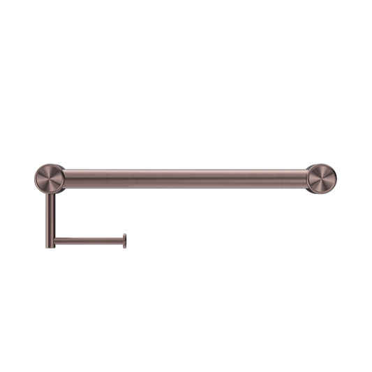 MECCA CARE 32MM GRAB RAIL WITH TOILET ROLL HOLDER 450MM BRUSHED BRONZE