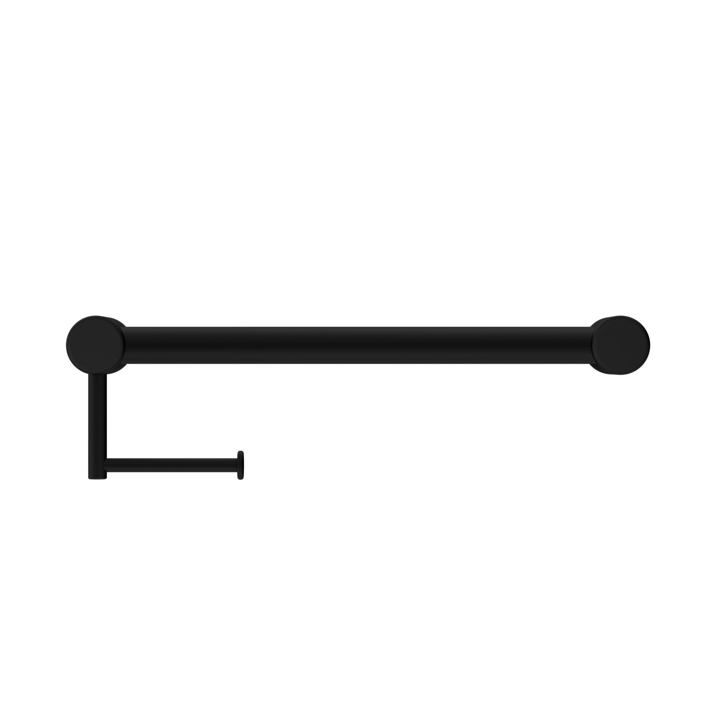 MECCA CARE 32MM GRAB RAIL WITH TOILET ROLL HOLDER 450MM MATTE BLACK