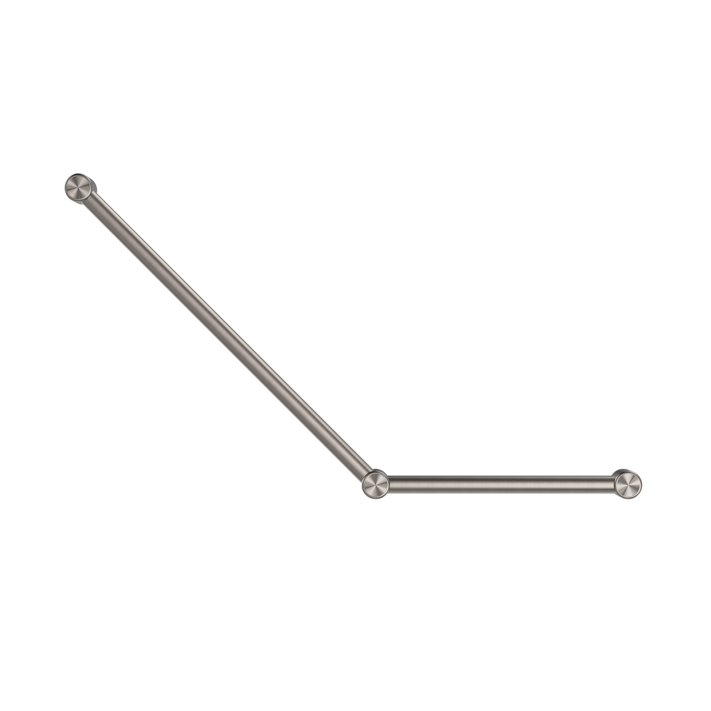 MECCA CARE 32MM AMBULANT TOILET GRAB RAIL 45 DEGREE 750X450MM BRUSHED NICKEL