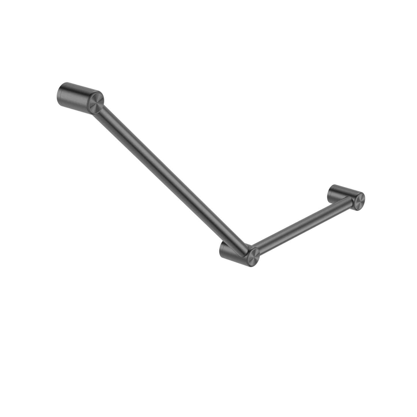 MECCA CARE 32MM AMBULANT TOILET GRAB RAIL 45 DEGREE 750X450MM GUN METAL