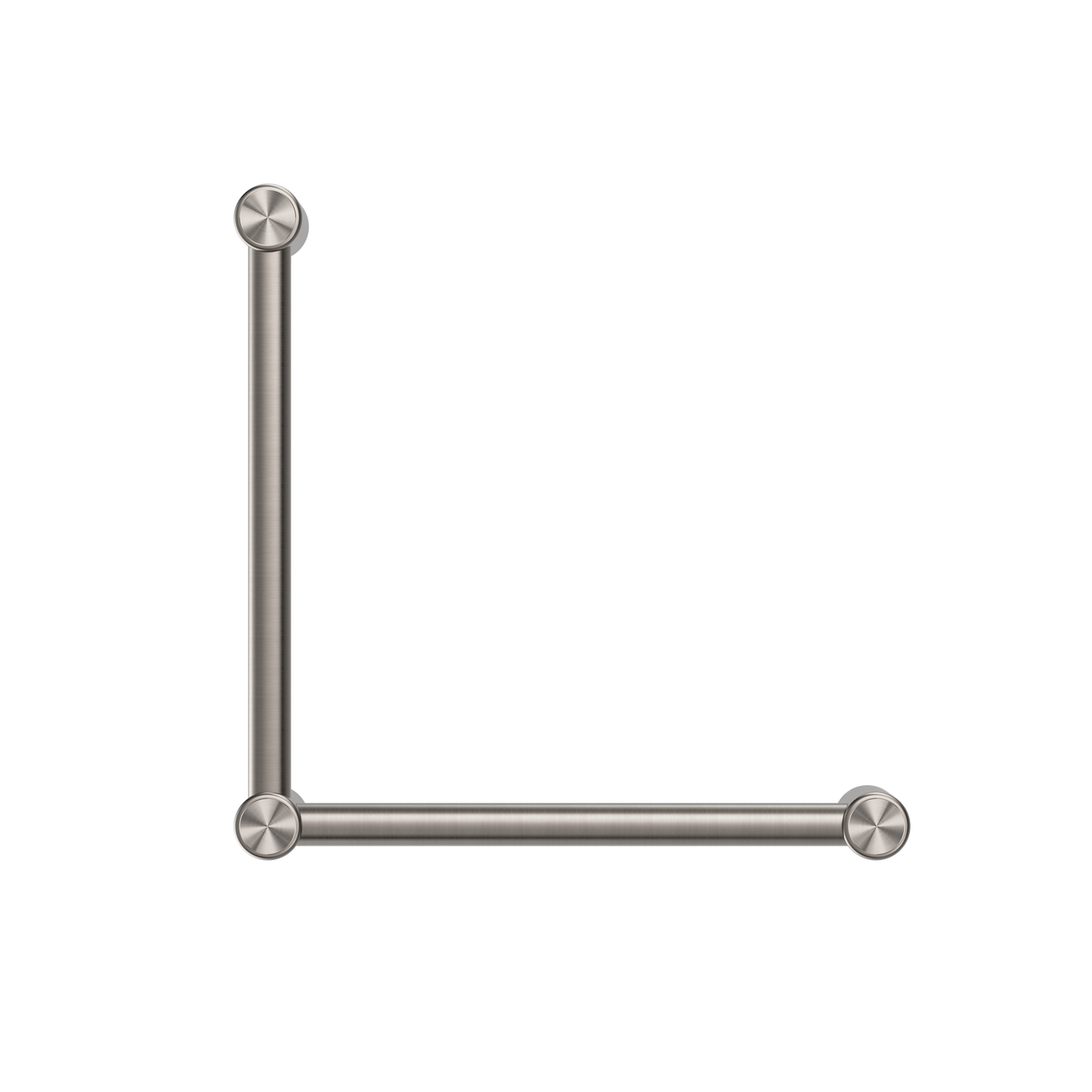 MECCA CARE 32MM AMBULANT TOILET GRAB RAIL 90 DEGREE 450X450MM BRUSHED NICKEL