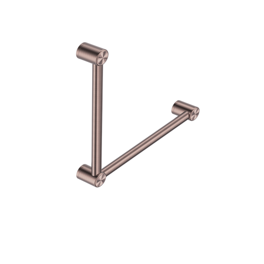 MECCA CARE 32MM AMBULANT TOILET GRAB RAIL 90 DEGREE 450X450MM BRUSHED BRONZE