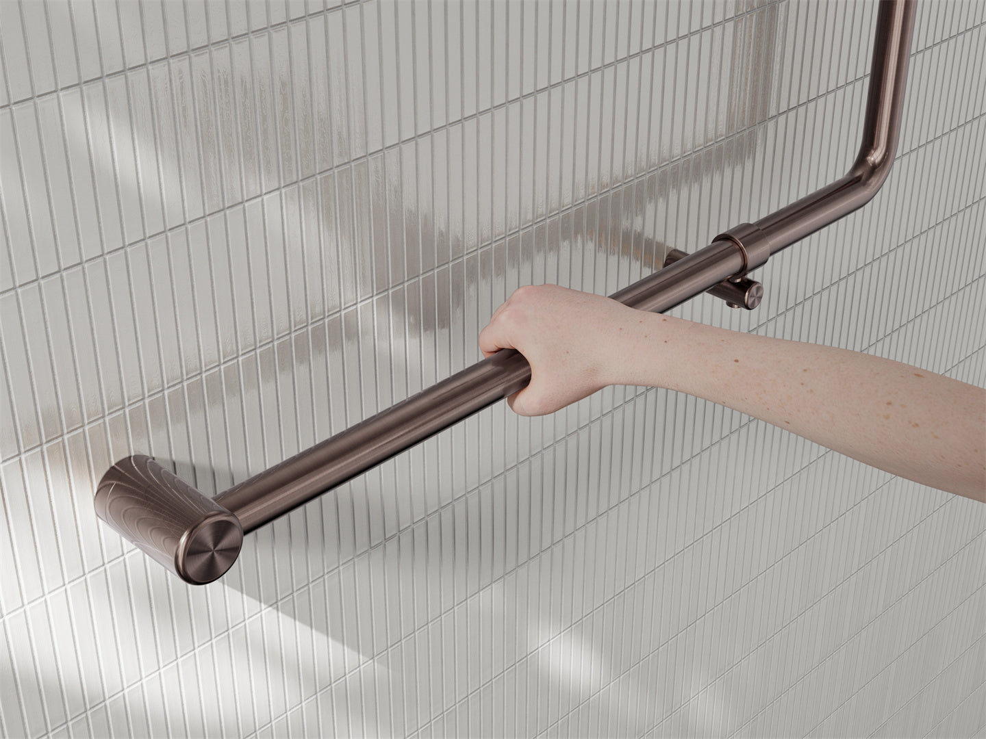 MECCA CARE 32MM 90 DEGREE NZ4121 ACCESSIBLE TOILET GRAB RAIL 750X750MM BRUSHED BRONZE