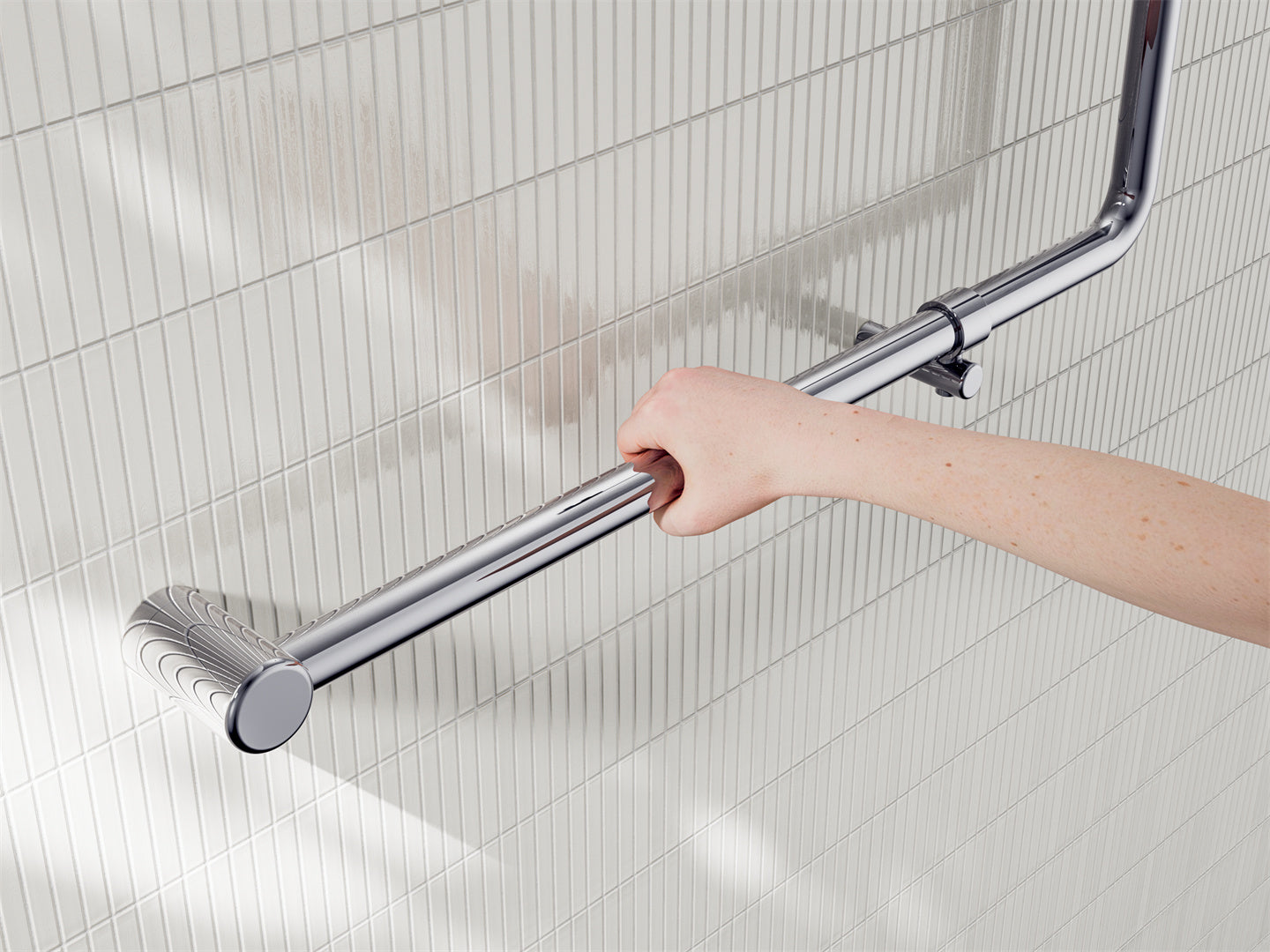 MECCA CARE 32MM 90 DEGREE NZ4121 ACCESSIBLE TOILET GRAB RAIL 750X750MM CHROME