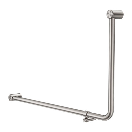 MECCA CARE 32MM DDA ACCESSIBLE TOILET 90 DEGREE BENT TUBE GRAB RAIL 600X1000MM BRUSHED NICKEL