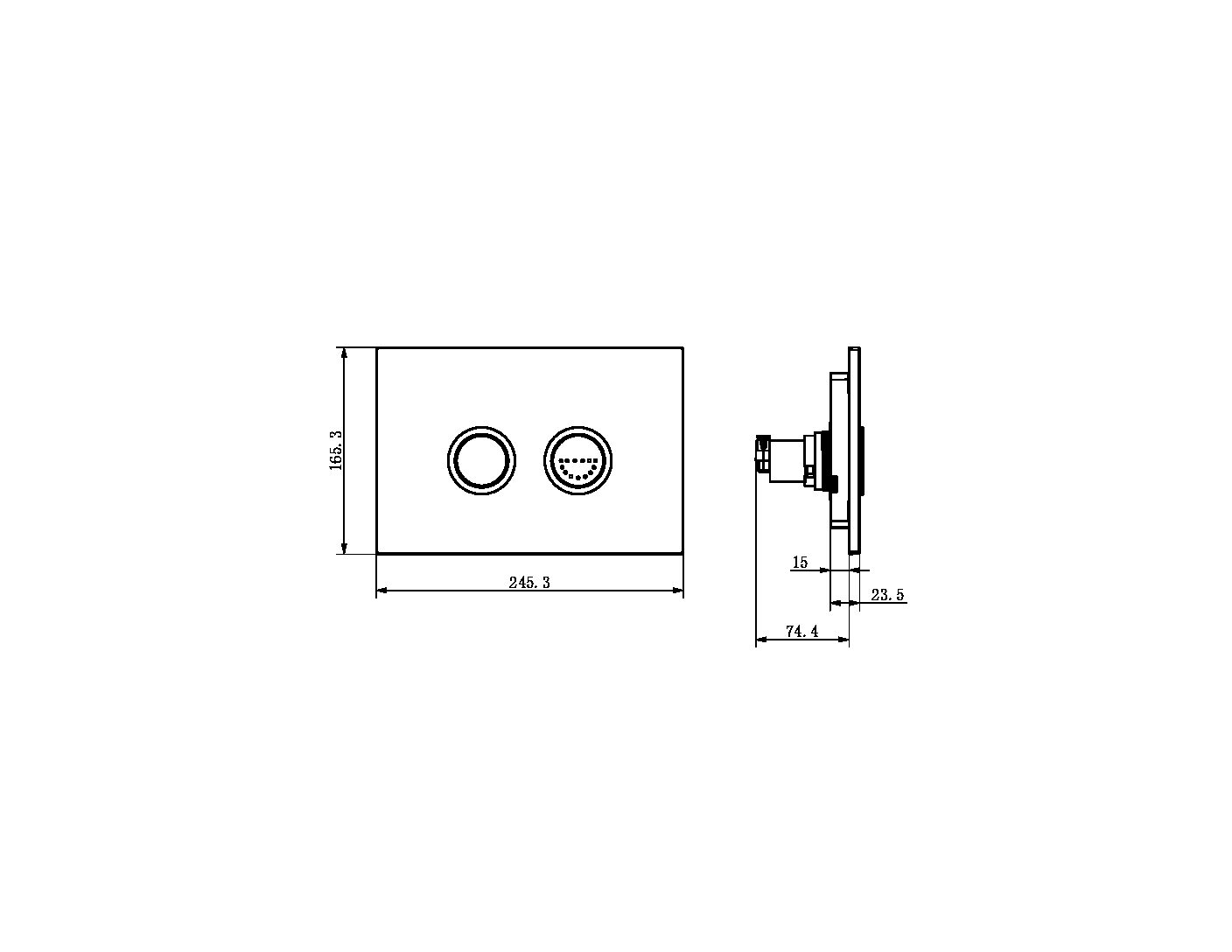 MECCA CARE RAISED DISABLED CARE PNEUMATIC FLUSH BUTTONS PLATE DDA ACCESSIBLE TOILET COMPLIANT BRUSHED NICKEL