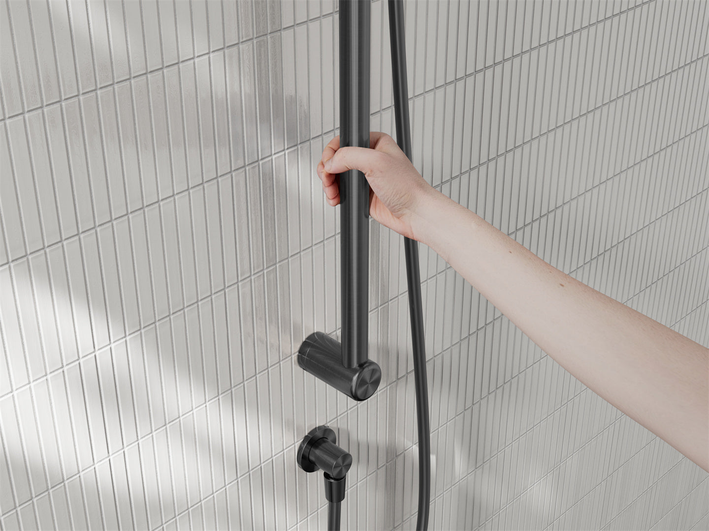 MECCA CARE 25MM GRAB RAIL AND ADJUSTABLE SHOWER RAIL SET 900MM GUN METAL