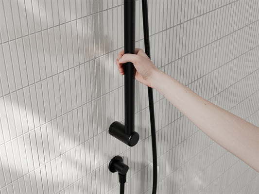 MECCA CARE 25MM GRAB RAIL AND ADJUSTABLE SHOWER RAIL SET 900MM MATTE BLACK