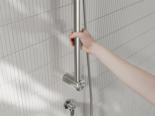 MECCA CARE 32MM GRAB RAIL AND ADJUSTABLE SHOWER RAIL SET 900MM BRUSHED NICKEL
