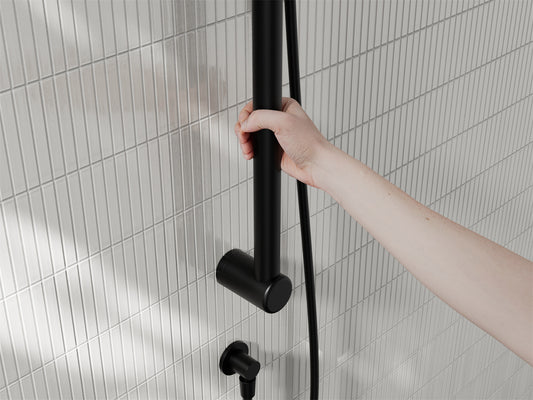 MECCA CARE 32MM GRAB RAIL AND ADJUSTABLE SHOWER RAIL SET 900MM MATTE BLACK