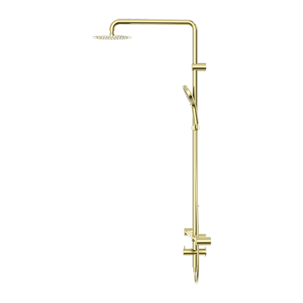 MECCA CARE 32MM T BAR GRAB RAIL 1100X750MM TWIN SHOWER SET BRUSHED GOLD