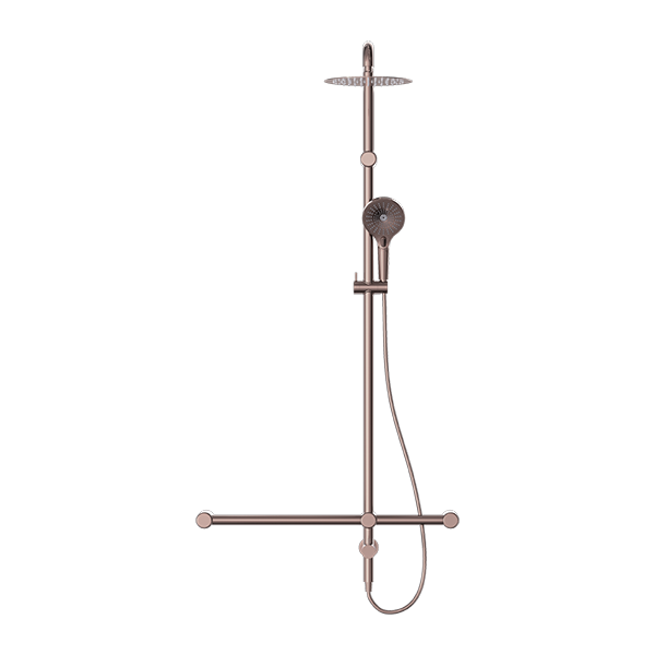 MECCA CARE 32MM T BAR GRAB RAIL 1100X750MM TWIN SHOWER SET BRUSHED BRONZE