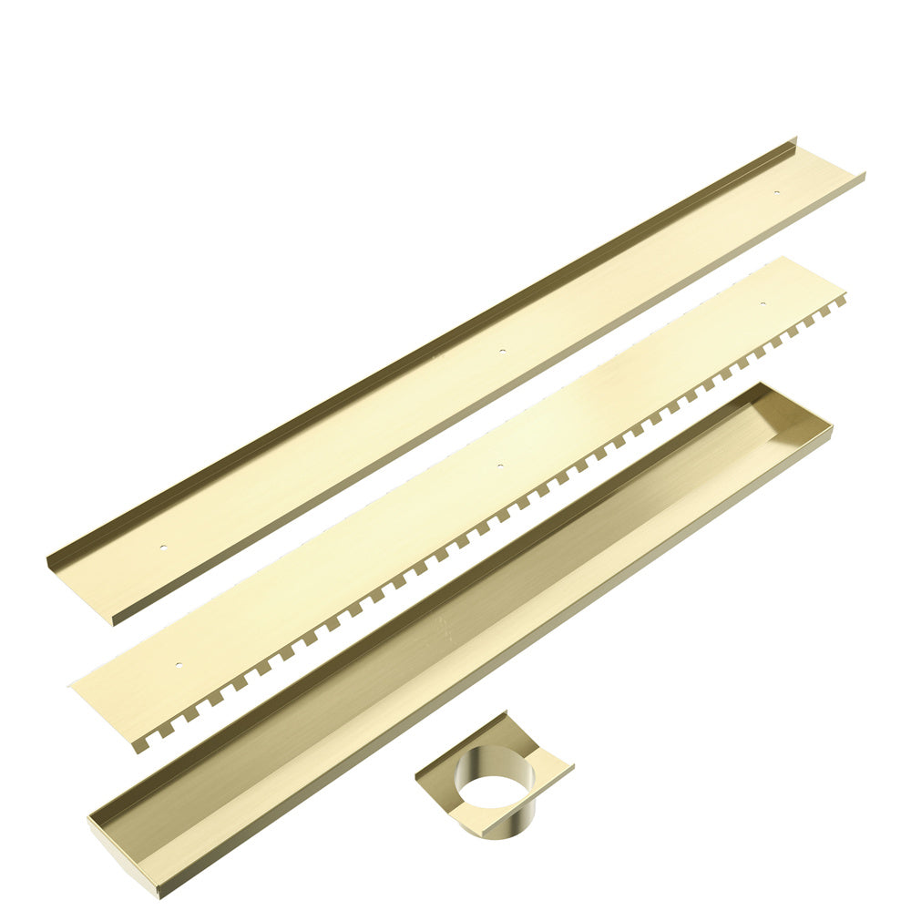 TILE INSERT V CHANNEL 900X106MM FLOOR GRATE 80MM OUTLET BRUSHED GOLD
