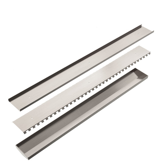 TILE INSERT V CHANNEL 900X106MM FLOOR GRATE 80MM OUTLET BRUSHED NICKEL