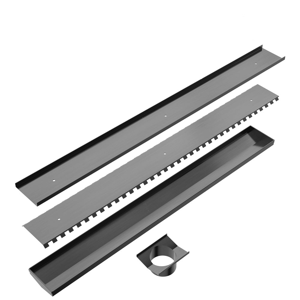 TILE INSERT V CHANNEL 900X106MM FLOOR GRATE 80MM OUTLET GUN METAL