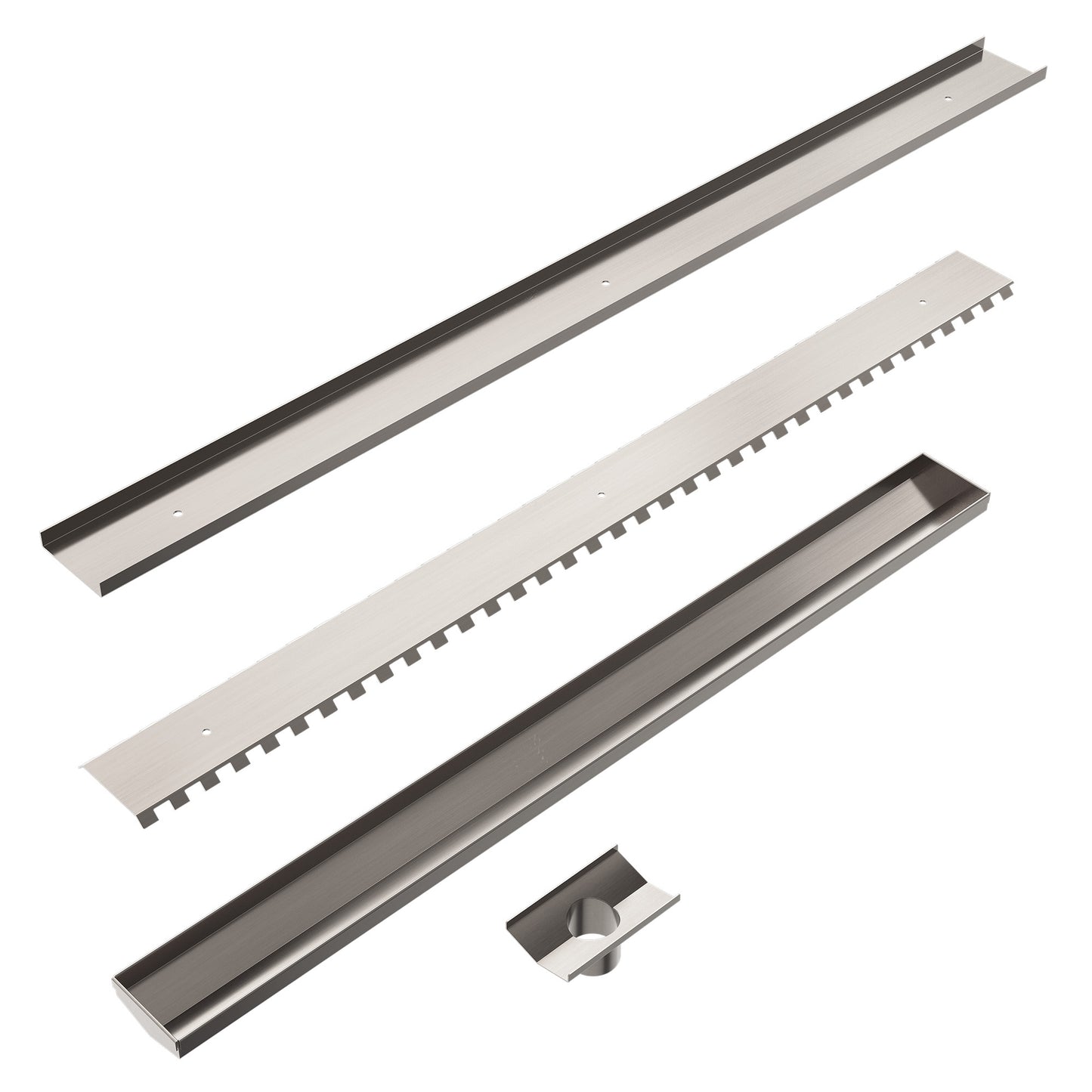 TILE INSERT V CHANNEL 900X82MM FLOOR GRATE 50MM OUTLET BRUSHED NICKEL