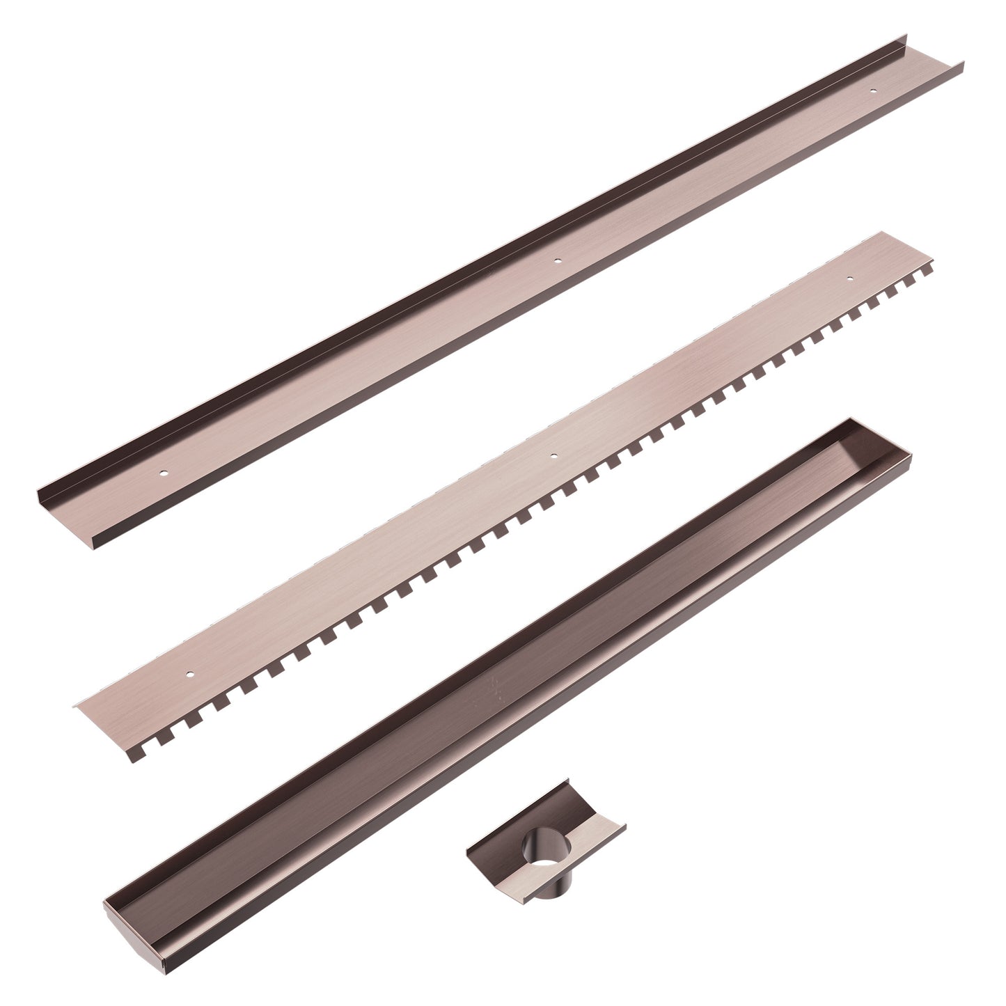 TILE INSERT V CHANNEL 900X82MM FLOOR GRATE 50MM OUTLET BRUSHED BRONZE