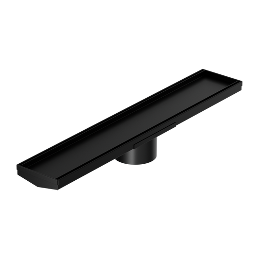 TILE INSERT V CHANNEL 600X106MM FLOOR GRATE 90MM OUTLET MATTE BLACK