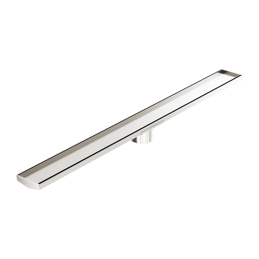 TILE INSERT V CHANNEL 1200X106MM FLOOR GRATE 90MM OUTLET BRUSHED NICKEL