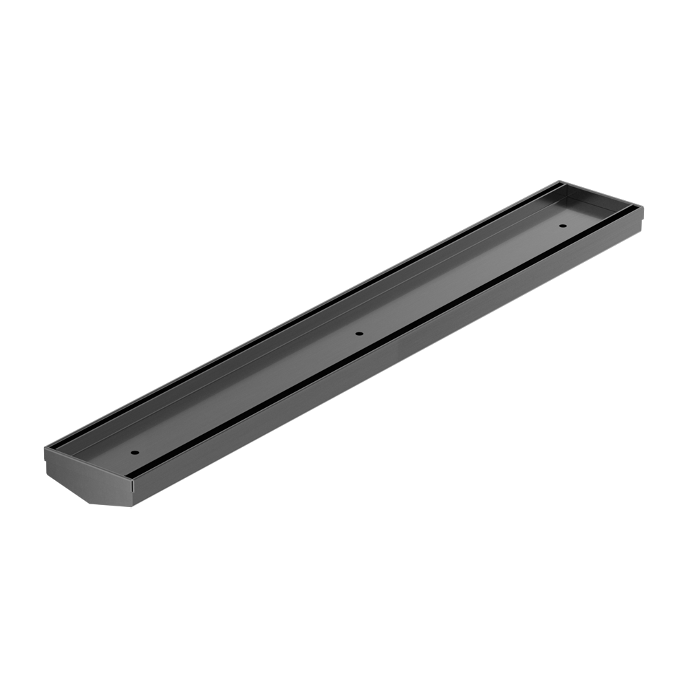 TILE INSERT V CHANNEL 600X82MM FLOOR GRATE WITHOUT OUTLET GUN METAL