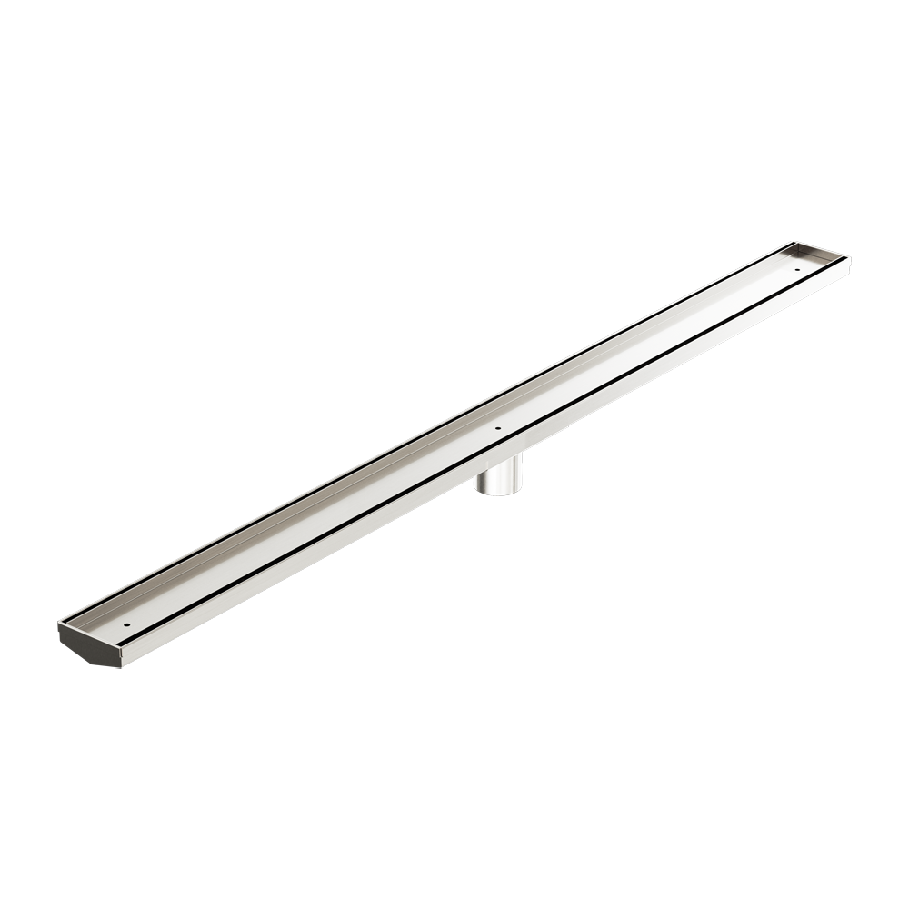 TILE INSERT V CHANNEL 1200X82MM FLOOR GRATE 50MM OUTLET BRUSHED NICKEL