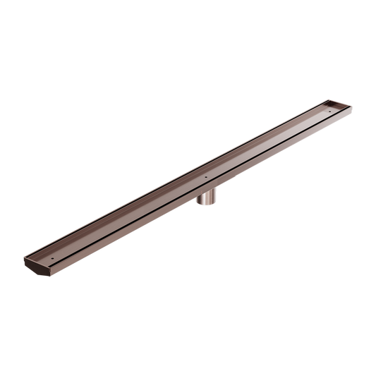 TILE INSERT V CHANNEL 1200X82MM FLOOR GRATE 50MM OUTLET BRUSHED BRONZE