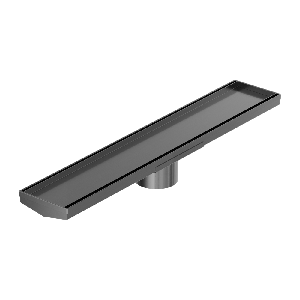 TILE INSERT V CHANNEL 600X106MM FLOOR GRATE 80MM OUTLET GUN METAL