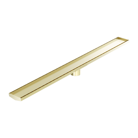 TILE INSERT V CHANNEL 1200X106MM FLOOR GRATE 80MM OUTLET BRUSHED GOLD