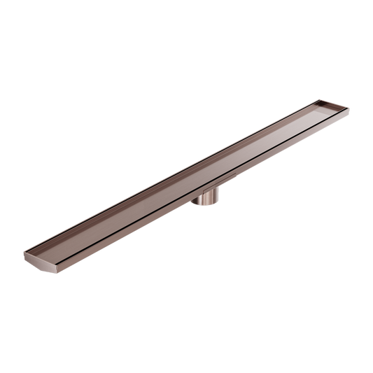 TILE INSERT V CHANNEL 1200X106MM FLOOR GRATE 80MM OUTLET BRUSHED BRONZE
