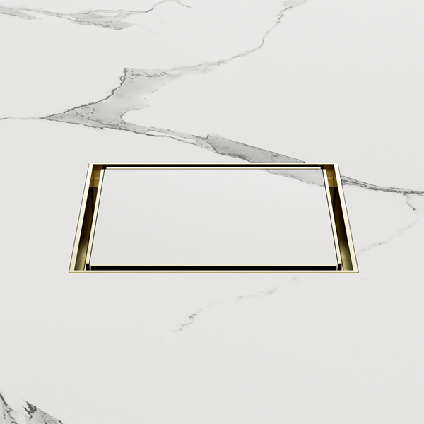 100MM SQUARE TILE INSERT FLOOR WASTE 80MM OUTLET BRUSHED GOLD