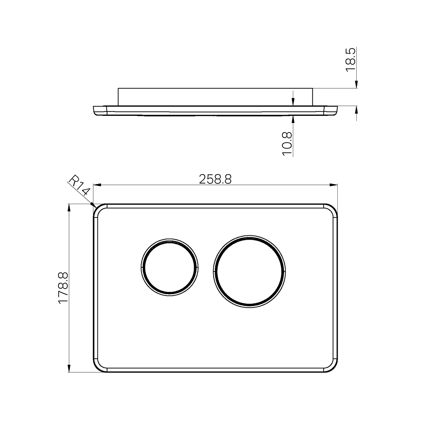 IN WALL TOILET PUSH PLATE GUN METAL