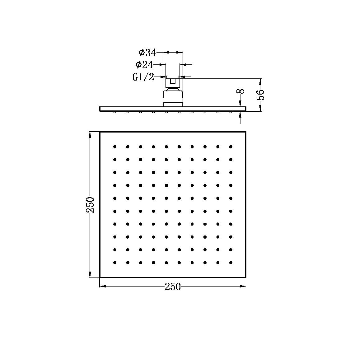 250MM SQUARE SHOWER HEAD CHROME