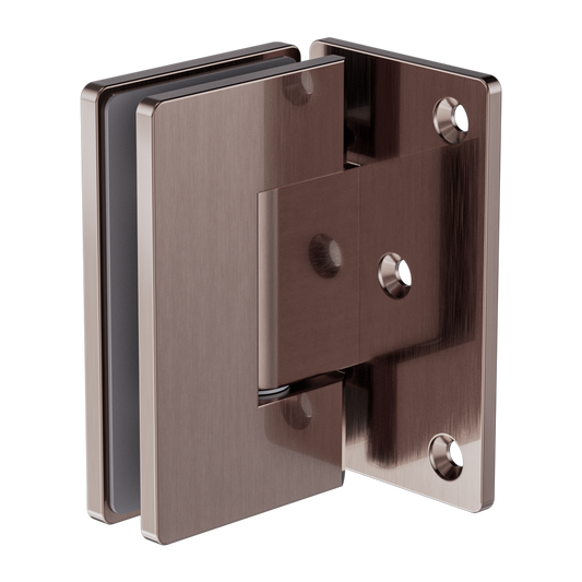 90 DEGREE GLASS TO WALL SHOWER HINGE 10MM GLASS BRUSHED BRONZE